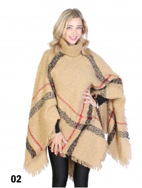 Cozy Fringed Poncho W/Turtleneck